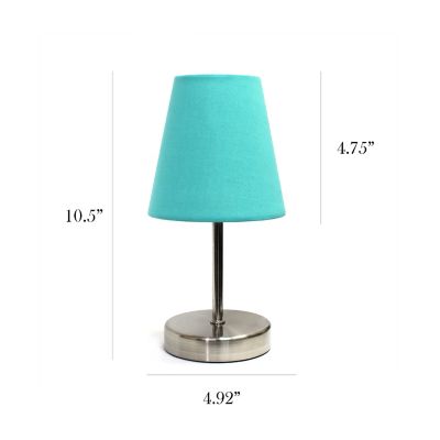 Image showing  10.63 in. H Sand Nickel Mini Basic Table Lamps with Fabric Shade, 2-Pack, Blue
