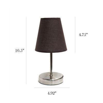 Image showing  10.63 in. H Sand Nickel Mini Basic Table Lamps with Fabric Shade, 2-Pack, Brown