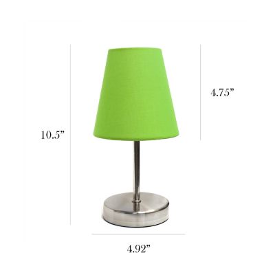 Image showing  10.63 in. H Sand Nickel Mini Basic Table Lamp with Fabric Shade, Green