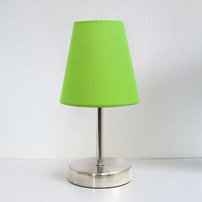 Image showing  10.63 in. H Sand Nickel Mini Basic Table Lamp with Fabric Shade, Green