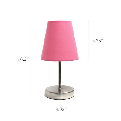 Image showing  10.63 in. H Sand Nickel Mini Basic Table Lamps with Fabric Shade, 2-Pack, Pink