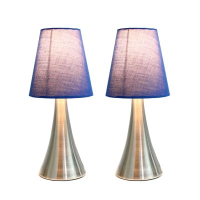 Image showing  11.5 in. H Valencia Mini Touch Table Lamps with Fabric Shades, Blue, 2-Pack