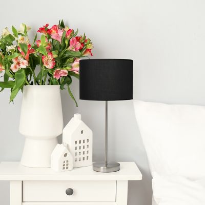 Image showing  22.4 in. H Stick Lamp with Fabric Shade, Black