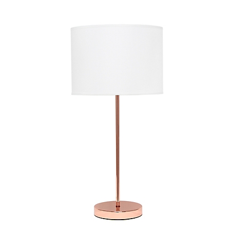 Simple Designs 22.4 in. H Stick Lamp with Fabric Shade, Rose Gold