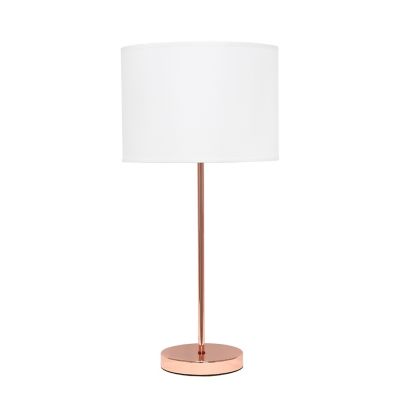 Image showing  22.4 in. H Stick Lamp with Fabric Shade, Rose Gold