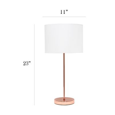 Image showing  22.4 in. H Stick Lamp with Fabric Shade, Rose Gold