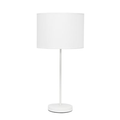 Simple Designs 22.4 in. H Stick Lamp with Fabric Shade, White/White