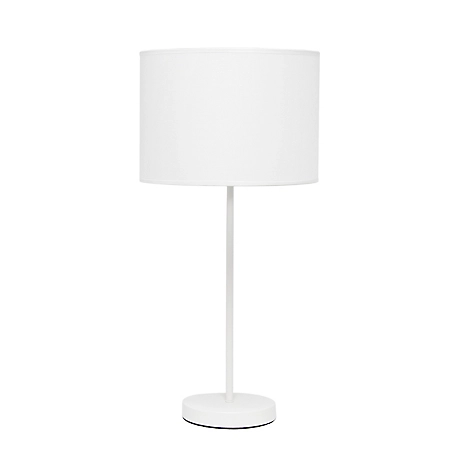 Simple Designs 22.4 in. H Stick Lamp with Fabric Shade, White/White