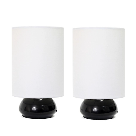 Simple Designs 9 in. H Gemini Colors Mini Touch Table Lamps with Fabric Shades, 2-Pack
