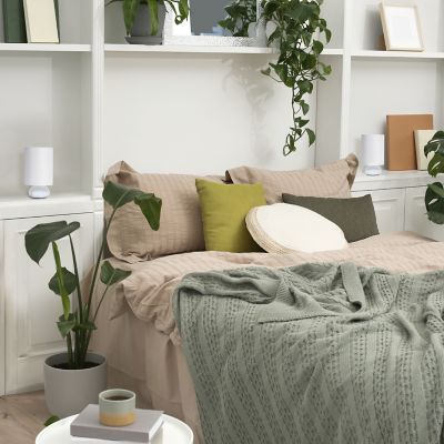 Simple Designs 9 in. H Gemini Colors Mini Touch Table Lamps with Fabric Shades, White, 2-Pack