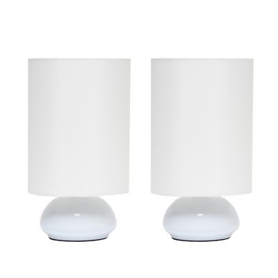 Image showing  9 in. H Gemini Colors Mini Touch Table Lamps with Fabric Shades, White, 2-Pack