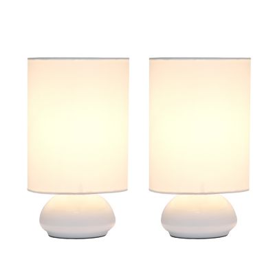 Image showing  9 in. H Gemini Colors Mini Touch Table Lamps with Fabric Shades, White, 2-Pack