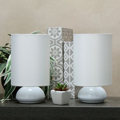 Image showing  9 in. H Gemini Colors Mini Touch Table Lamps with Fabric Shades, White, 2-Pack