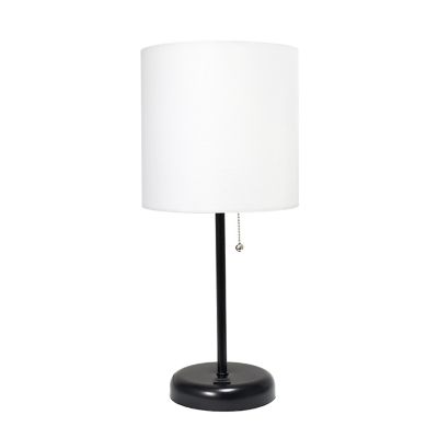 LimeLights 19.5 in. H Stick Lamp with USB Charging Port and Fabric Shade