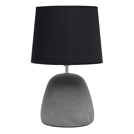 Simple Designs 16.5 in. H Round Concrete Table Lamp, Black