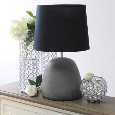 Image showing  16.5 in. H Round Concrete Table Lamp, Black