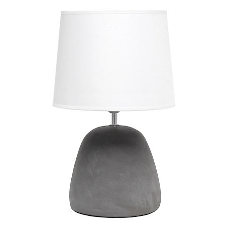 Simple Designs 16.5 in. H Round Concrete Table Lamp, White
