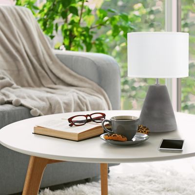 Simple Designs Pinnacle Concrete Table Lamp, 14.2 in., White