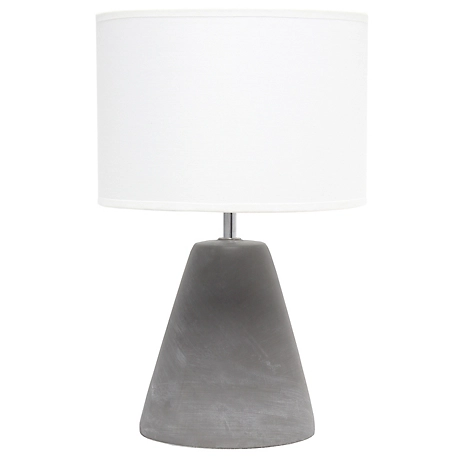 Simple Designs 14.2 in. H Pinnacle Concrete Table Lamp, White