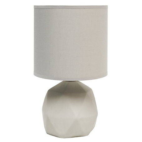 Simple Designs 10.6 in. H Geometric Concrete Lamp, Gray