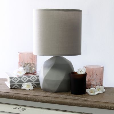 Image showing  Geometric Concrete Lamp, 10.6 in., Gray