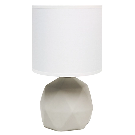 Simple Designs 10.6 in. H Geometric Concrete Lamp, White