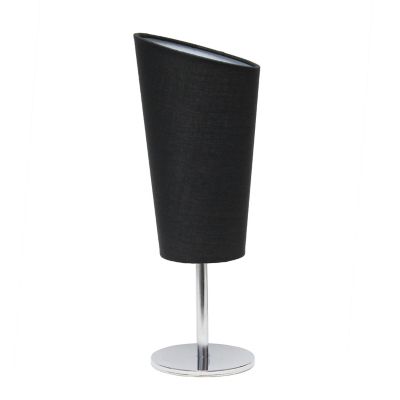 Simple Designs 12.6 in. H Mini Table Lamp with Angled Black Fabric Shade