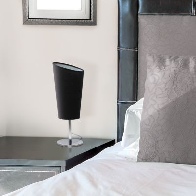 Simple Designs 12.6 in. H Mini Table Lamp with Angled Black Fabric Shade