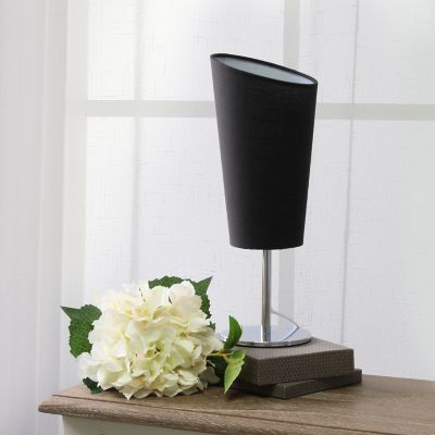Image showing  12.6 in. H Mini Table Lamp with Angled Black Fabric Shade