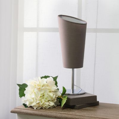 Image showing  12.6 in. H Mini Table Lamp with Angled Gray Fabric Shade