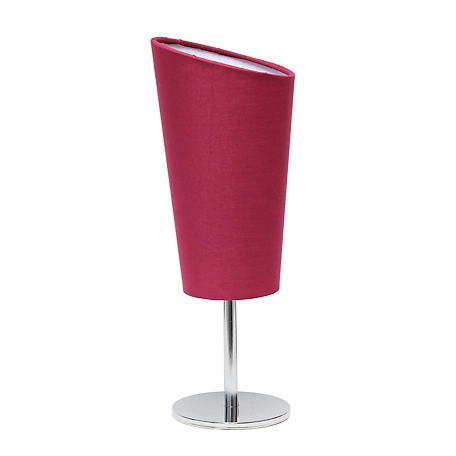 Simple Designs 12.6 in. H Mini Table Lamp with Angled Fabric Shade, Pink