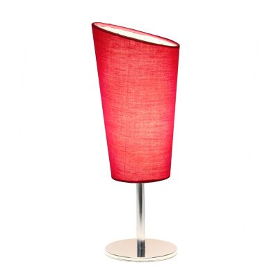 Image showing  12.6 in. H Mini Table Lamp with Angled Fabric Shade, Pink