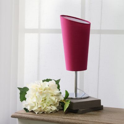 Image showing  12.6 in. H Mini Table Lamp with Angled Fabric Shade, Pink