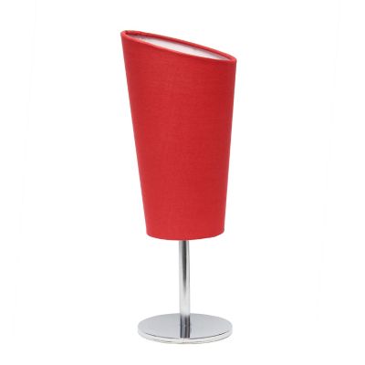 Simple Designs 12.6 in. H Mini Table Lamp with Angled Fabric Shade, Red