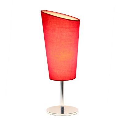 Image showing  12.6 in. H Mini Table Lamp with Angled Fabric Shade, Red