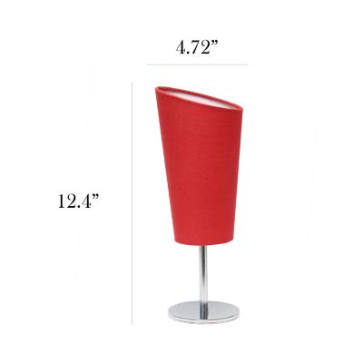 Image showing  12.6 in. H Mini Table Lamp with Angled Fabric Shade, Red