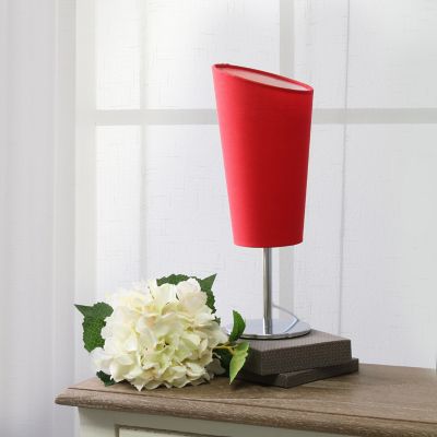 Image showing  12.6 in. H Mini Table Lamp with Angled Fabric Shade, Red