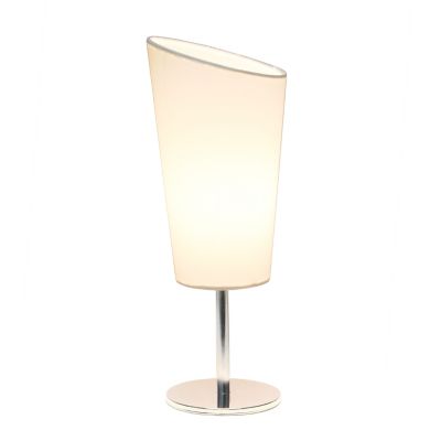 Image showing  12.6 in. H Mini Table Lamp with Angled Fabric Shade, White