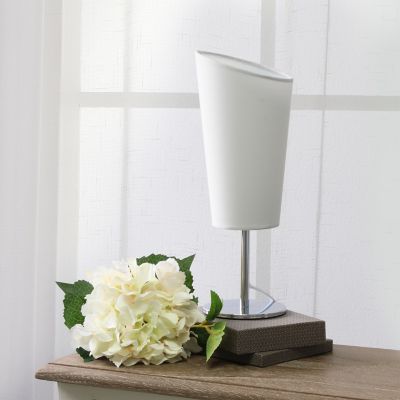 Image showing  12.6 in. H Mini Table Lamp with Angled Fabric Shade, White