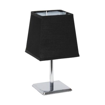 Simple Designs 9.7 in. H Mini Table Lamp with Squared Empire Fabric Shade, Black