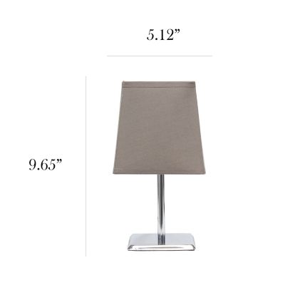 Image showing  9.7 in. H Mini Table Lamp with Squared Empire Fabric Shade, Gray