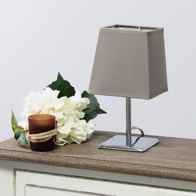 Image showing  9.7 in. H Mini Table Lamp with Squared Empire Fabric Shade, Gray