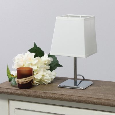 Image showing  9.7 in. H Mini Table Lamp with Squared Empire Fabric Shade, White