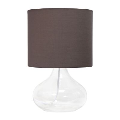 Simple Designs 13.5 In. H Glass Raindrop Table Lamp With Fabric Shade, Clear Glass