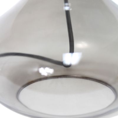 Image showing  13.5 in. H Glass Raindrop Table Lamp with Fabric Shade, Smoke Gray Glass, White Shade