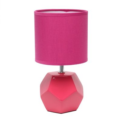 Image showing  10.4 in. H Round Prism Mini Table Lamp with Fabric Shade, Pink