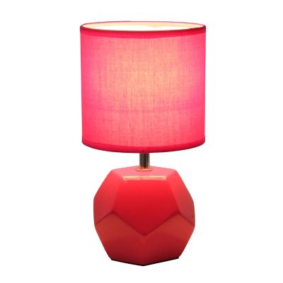 Image showing  10.4 in. H Round Prism Mini Table Lamp with Fabric Shade, Pink