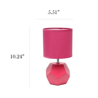 Image showing  10.4 in. H Round Prism Mini Table Lamp with Fabric Shade, Pink