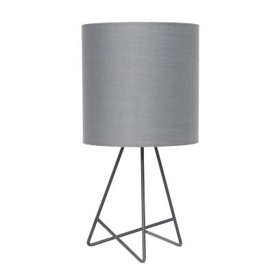 Image showing  13.5 in. H Down to the Wire Table Lamp with Fabric Shade, Gray