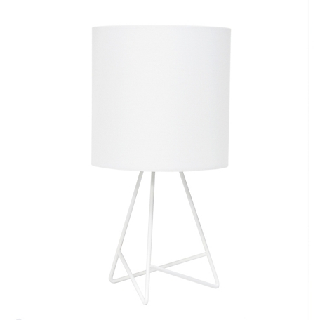 Simple Designs 13.5 in. H Down to the Wire Table Lamp with Fabric Shade, White